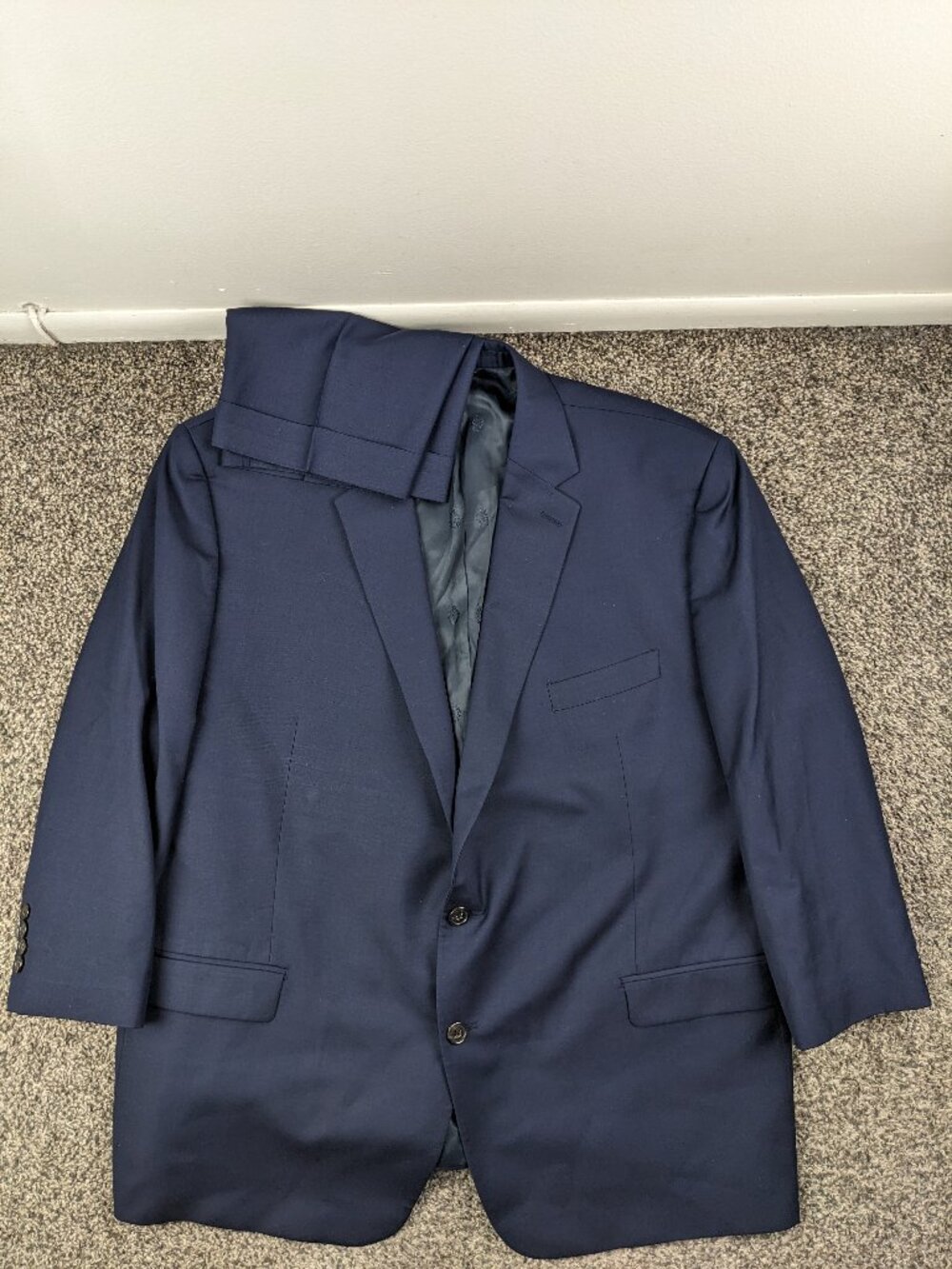 Ralph Lauren 2 PC Suit Wool Natural Stretch 50S Navy Blue 44x26